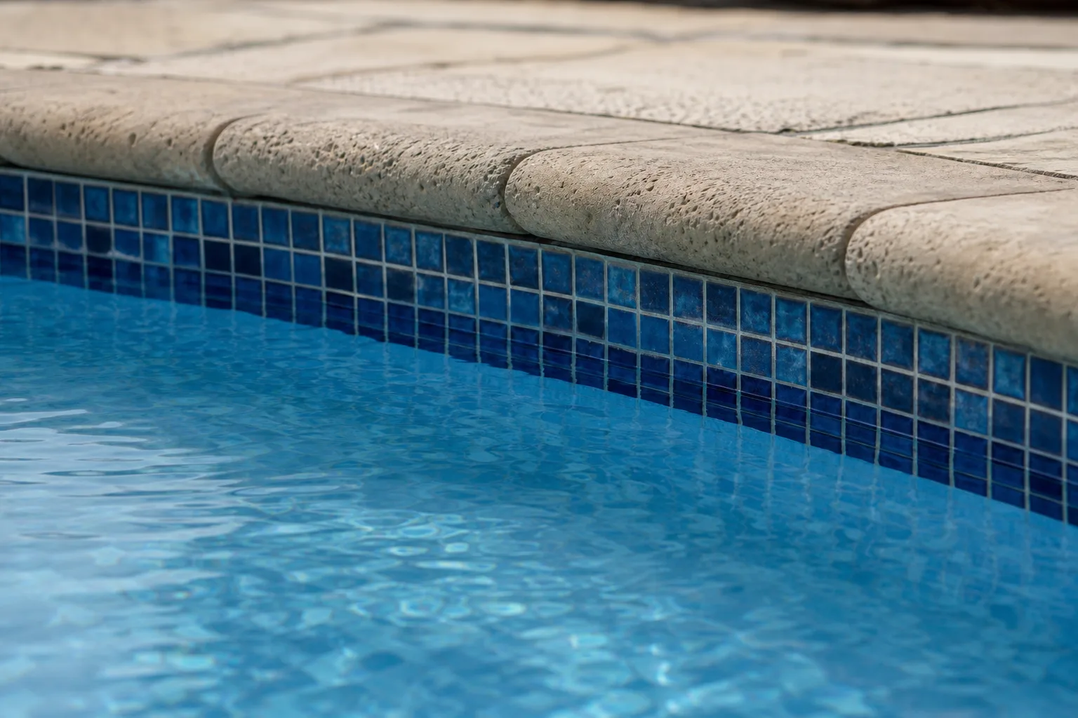 Pool waterline tile and coping