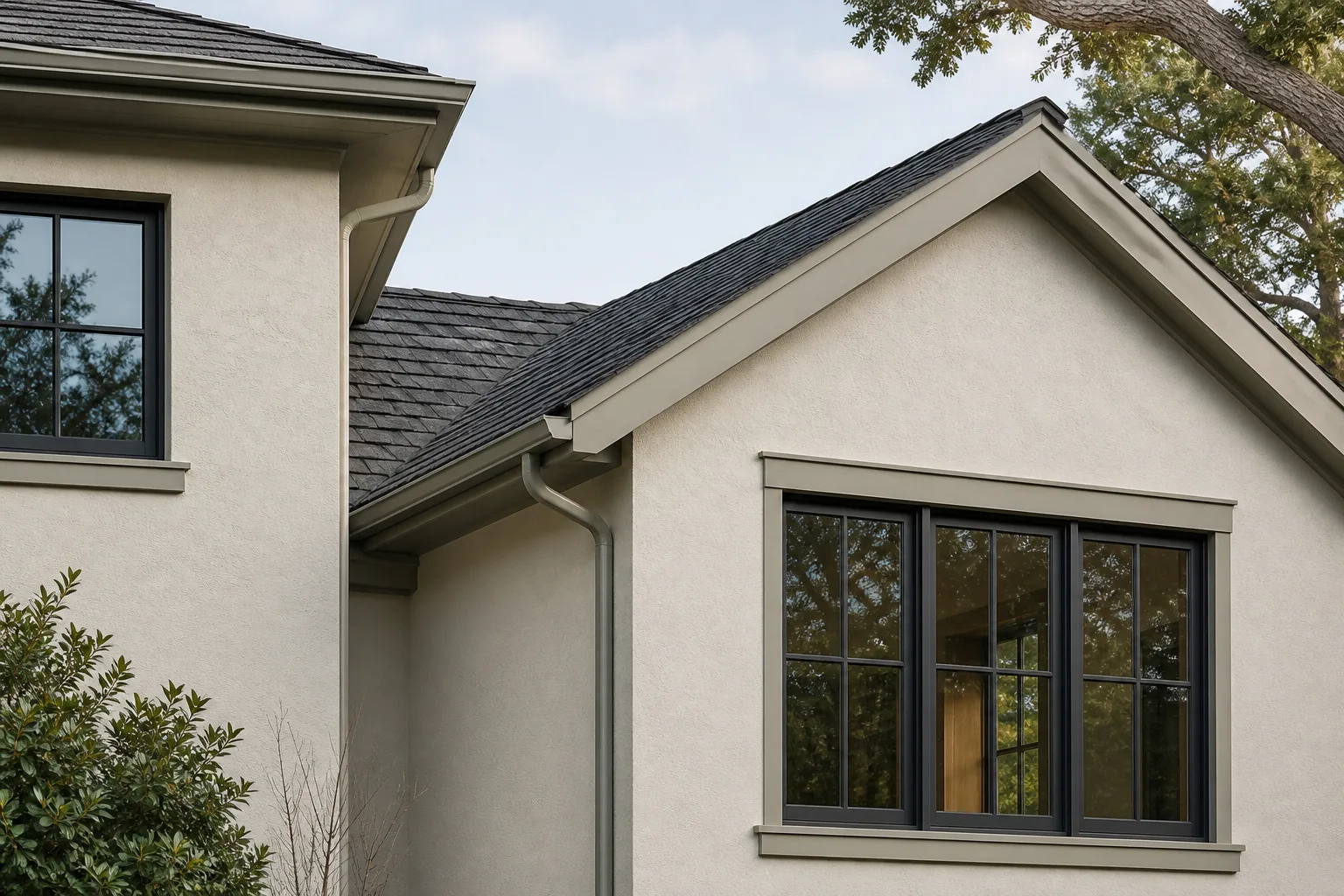 Seamless exterior integration on a room addition
